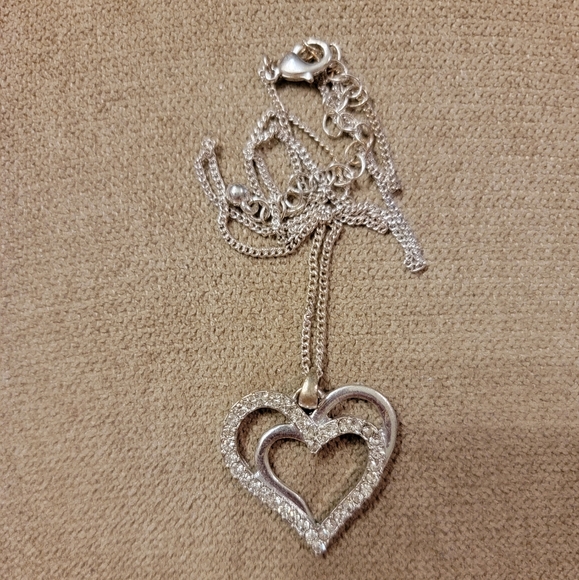 Double Heart Necklace with Adjustable Chain - Picture 1 of 2